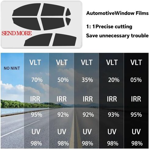 Precut two ply Chameleon Nano Windows Tint Kit for Tesla Model Y Sedan 2020-2024 تخصيص الظل: 5 ٪ ، 20 ٪ ، 30 ٪ 35 ٪ VLT UV99 ٪ Rays IRR لجميع الجوانب الزجاجية (20 ٪ من جميع الجانب) in Kuwait