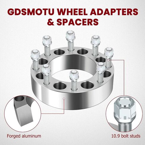 8x6.5to 8x180 Wheel Spacers for Chevrolet for Silverado 2500 HD for Avalanche 2500 Suburban 2500, for GMC for Sierra Series, 4Pcs 2inch Wheel Adapters & Spacers with 14x1.5 Studs 126.15mm Bore in Saudi Arabia