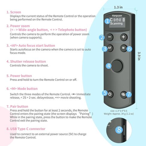 Wireless Camera Remote Control Shutter Release with Focus Zoom for Sony A7C,A7III,ZV-1,ZV-E10,ZV-1F,A6100,A6400,A6700,A7IV,RX100 VII,A9,A9 II,DSC-RX0 II,DSC-RX100 VII,Replace Sony RMT-P1BT in Saudi Arabia