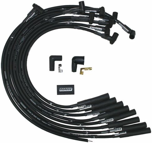 MOROSO 73711 Black Ultra 40 Spark Plug Wire Set ، يناسب كتلة كبيرة تشيفي مع نهايات التوصيل المستقيم ، موزع HEI ، فوق توجيه غطاء الصمام in Saudi Arabia