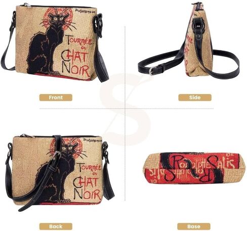 Signare Tapestry Crossbody Bag Shoulder Purse for Women In Theophile Steinlen Le Chat Noir Design (XB02-ART-TS-CHAT) in Saudi Arabia