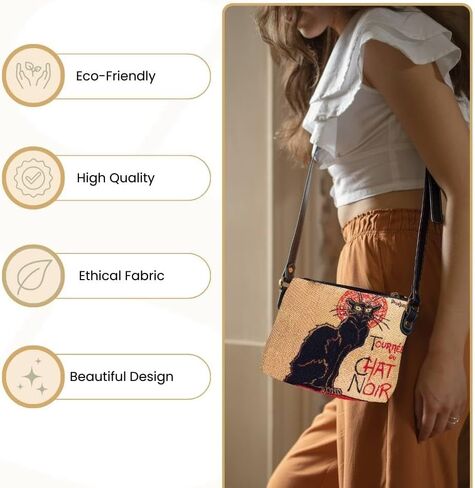 Signare Tapestry Crossbody Bag Shoulder Purse for Women In Theophile Steinlen Le Chat Noir Design (XB02-ART-TS-CHAT) in Saudi Arabia