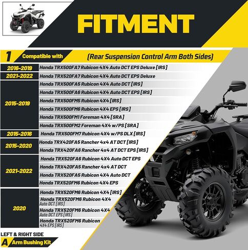 أعلى وأسفل مجموعة جلبة ذراع متوافقة مع هوندا فورمان 500 TRX500FE FM TM 2005-2017/ RINCON 680 TRX680FA 2015-2023 مجموعة أذرع التحكم في التعليق كلا الجانبين in Kuwait