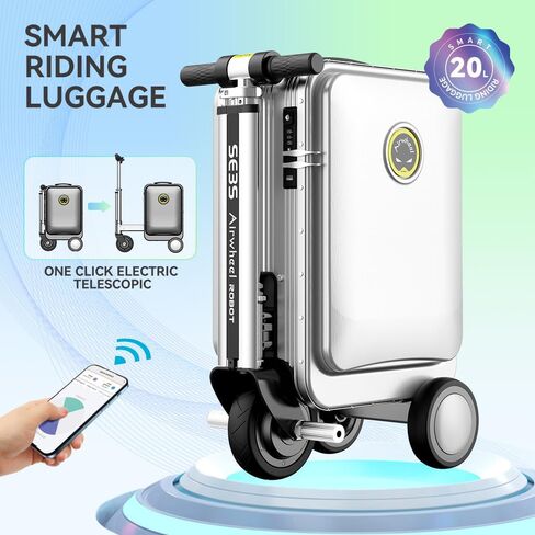 SE3S Smart Riding Luggage Electric Suitcase Scooter with Removable Battery (silver) in Saudi Arabia