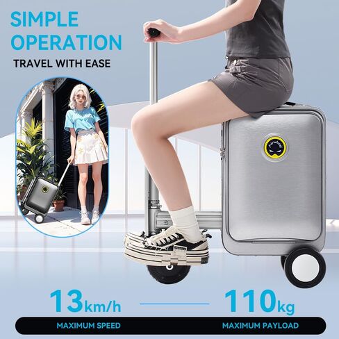 SE3S Smart Riding Luggage Electric Suitcase Scooter with Removable Battery (silver) in Saudi Arabia