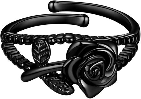 beautlace Rose Necklaces/Adjustable Rings Silver/18K Gold/Black Gun Plated Flower Pendant/Open Ring Elegant Jewelry Gifts for Women in Saudi Arabia