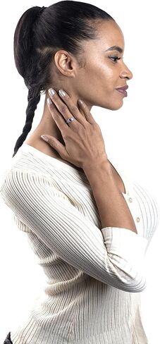 Womens Sterling Silver Oval Shape Gemstone Three Stone Ring | Birthstone Jewelry Gift for Her in Kuwait