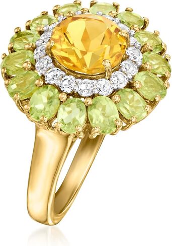 Ross-Simons 1.60 Carat Citrine, 2.10 ct. t.w. Peridot and .30 ct. t.w. White Topaz Ring in 18kt Gold Over Sterling in Saudi Arabia