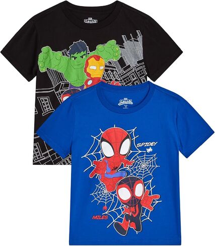 Marvel Spiderman Boys Graphic Tees - 2 Pack Spidey and His Amazing Friends Short Sleeve Spider Man Shirts for Toddler & Kids in Saudi Arabia