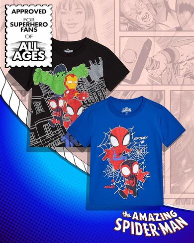 Marvel Spiderman Boys Graphic Tees - 2 Pack Spidey and His Amazing Friends Short Sleeve Spider Man Shirts for Toddler & Kids in Saudi Arabia