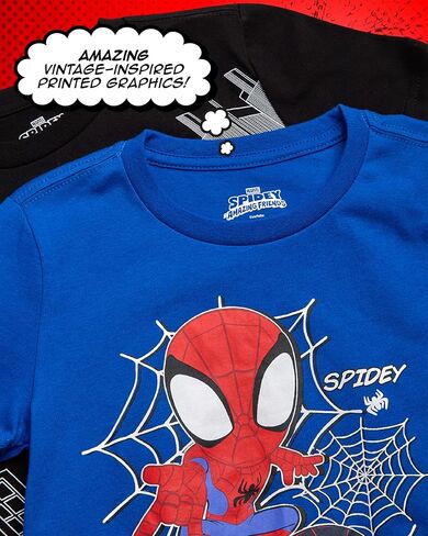 Marvel Spiderman Boys Graphic Tees - 2 Pack Spidey and His Amazing Friends Short Sleeve Spider Man Shirts for Toddler & Kids in Saudi Arabia