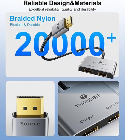 محول DisplayPort إلى HDMI مزدوج (4K@60 هرتز) DP إلى HDMI Splitter للشاشات المزدوجة، منفذ عرض MST ممتد إلى HDMI 1 في 2 Out Hub للكمبيوتر الشخصي وبطاقة الرسومات in Saudi Arabia