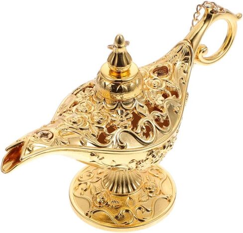 Mini Vintage Aladdin Magic Genie Lamp,Metal Wishing Light,Arabian Costume Props Lamp Tabletop Decor Crafts for Home/Wedding Decoration&Gift for Party/Halloween/Birthday (Gold) in Saudi Arabia