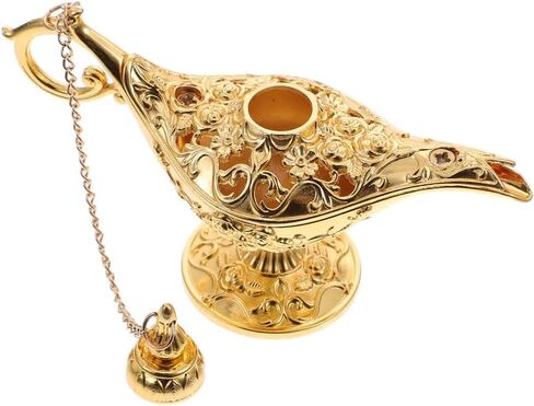 Mini Vintage Aladdin Magic Genie Lamp,Metal Wishing Light,Arabian Costume Props Lamp Tabletop Decor Crafts for Home/Wedding Decoration&Gift for Party/Halloween/Birthday (Gold) in Saudi Arabia