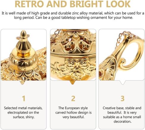 Mini Vintage Aladdin Magic Genie Lamp,Metal Wishing Light,Arabian Costume Props Lamp Tabletop Decor Crafts for Home/Wedding Decoration&Gift for Party/Halloween/Birthday (Gold) in Saudi Arabia