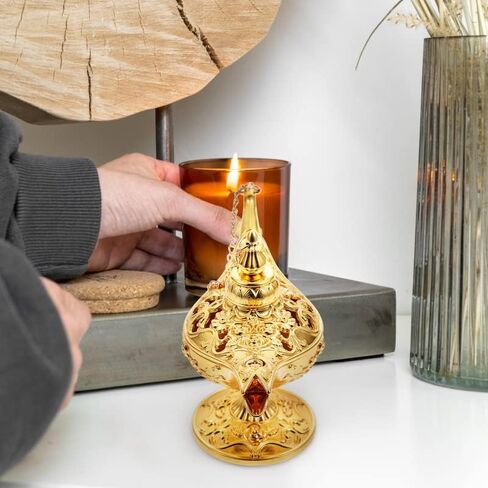 Mini Vintage Aladdin Magic Genie Lamp,Metal Wishing Light,Arabian Costume Props Lamp Tabletop Decor Crafts for Home/Wedding Decoration&Gift for Party/Halloween/Birthday (Gold) in Saudi Arabia