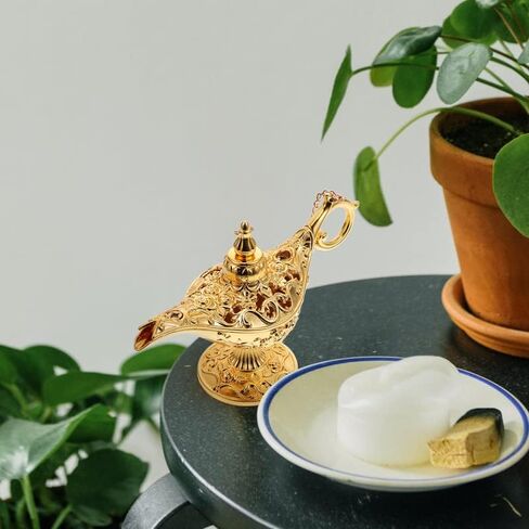 Mini Vintage Aladdin Magic Genie Lamp,Metal Wishing Light,Arabian Costume Props Lamp Tabletop Decor Crafts for Home/Wedding Decoration&Gift for Party/Halloween/Birthday (Gold) in Saudi Arabia