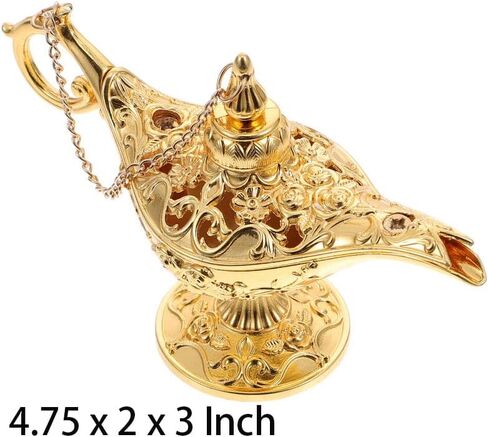 Mini Vintage Aladdin Magic Genie Lamp,Metal Wishing Light,Arabian Costume Props Lamp Tabletop Decor Crafts for Home/Wedding Decoration&Gift for Party/Halloween/Birthday (Gold) in Saudi Arabia