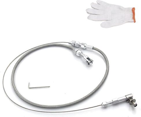 24" Car Braided Throttle Cable Kit with Gloves, Adjustable Stainless Steel Fuel Line Gas Cable Kit with Aluminum Fitting & Ferrule, Universal Throttle Cables Replacement Set (24 Inch) in Saudi Arabia