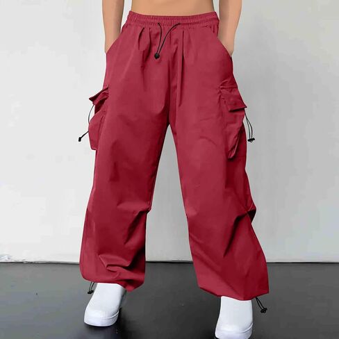 Cargo Pants for Men Fashion Drawstring Elastic Waist Lounge Parachute Pants Solid Color Trendy Trousers with Pocket in Saudi Arabia