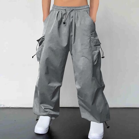 Cargo Pants for Men Fashion Drawstring Elastic Waist Lounge Parachute Pants Solid Color Trendy Trousers with Pocket in Saudi Arabia