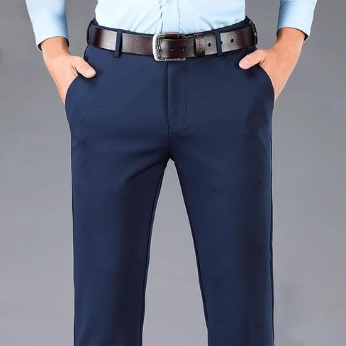 Men's Dress Pants Formal Work Business Casual Pants Slacks Flat Front Straight Leg Comfy Stretch Office Trousers in Saudi Arabia