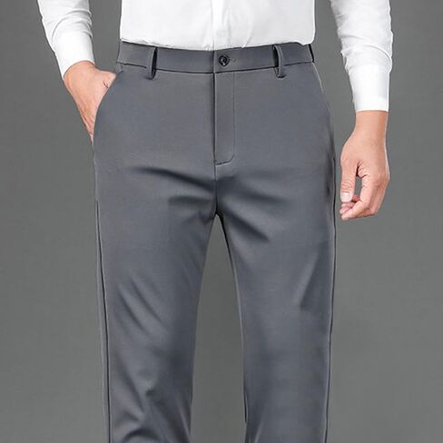 Men's Dress Pants Formal Work Business Casual Pants Slacks Flat Front Straight Leg Comfy Stretch Office Trousers in Saudi Arabia