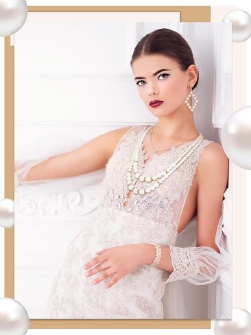 BBTO 8 Pcs Pearl Necklace and Earrings Set for Women Pearl Jewelry Set Faux Pearl Necklace Earrings Simulated Pearl Bracelets(Exquisite Style) in Saudi Arabia
