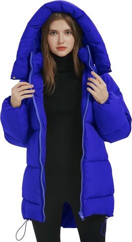 PEHMEA Women Mid-Length Puffer Hooded Jacket Winter Padded Warm Coat Thicken Outerwear Coats in Saudi Arabia