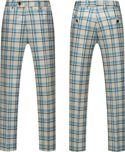 MOGU Mens 3-Piece Slim Fit Plaid Suit - Blazer, Vest, and Pants Set for Wedding Prom Casual in Saudi Arabia