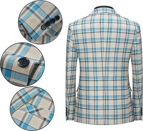 MOGU Mens 3-Piece Slim Fit Plaid Suit - Blazer, Vest, and Pants Set for Wedding Prom Casual in Saudi Arabia