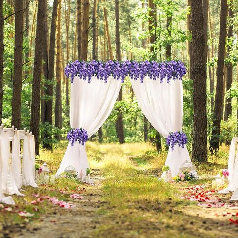 Fake Flowers Indoor Plants, 2Pcs White Hanging Wisteria Decoration, UV & Fading Resistant, Wedding Bouquets, Spring Decor for Kitchen Living Room Bathroom Centerpiece Table in Kuwait