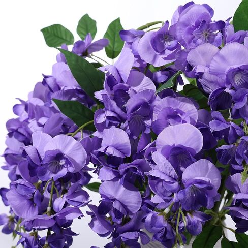 Fake Flowers Indoor Plants, 2Pcs White Hanging Wisteria Decoration, UV & Fading Resistant, Wedding Bouquets, Spring Decor for Kitchen Living Room Bathroom Centerpiece Table in Kuwait