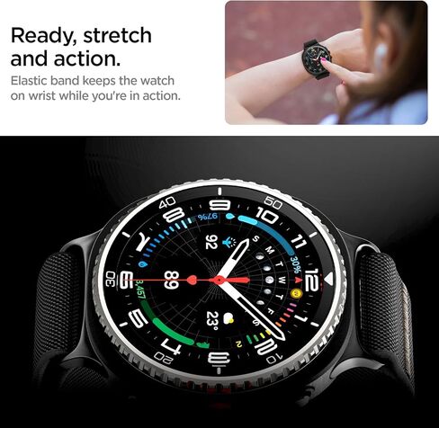 Spigen Lite Fit مصمم لـ Samsung Galaxy Watch 8 44/40mm ، 8 Classic 46mm Band Nylon Solo Loop Strap (2025) - Black in Kuwait