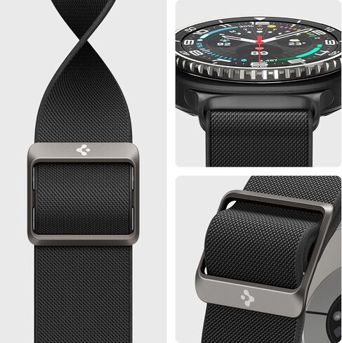 Spigen Lite Fit مصمم لـ Samsung Galaxy Watch 8 44/40mm ، 8 Classic 46mm Band Nylon Solo Loop Strap (2025) - Black in Kuwait