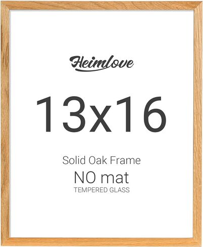 13x16 Picture Frames Oak Wood,13 x 16 Photos Frame with Tempered Glass,Wall Gallery Poster Frame with No Mat,Horizontal and Vertical for Wall Mounting,Home Office Decoration,Natural Oak Color in Saudi Arabia