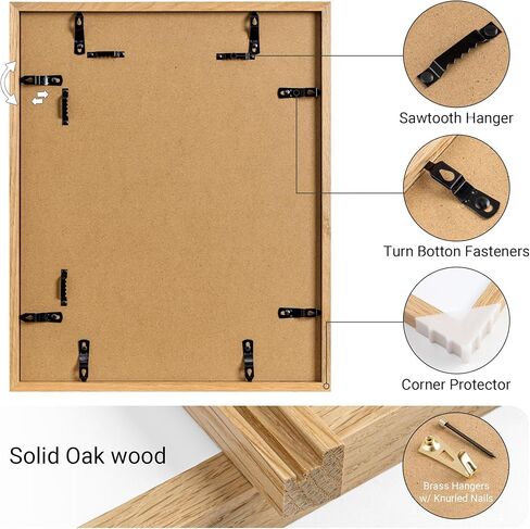 13x16 Picture Frames Oak Wood,13 x 16 Photos Frame with Tempered Glass,Wall Gallery Poster Frame with No Mat,Horizontal and Vertical for Wall Mounting,Home Office Decoration,Natural Oak Color in Saudi Arabia