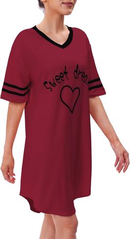 Marvmys Women Short Sleeve Nightgowns Comfy V Neck Nightshirt Casual Lounge Dress Sleepwear in Saudi Arabia