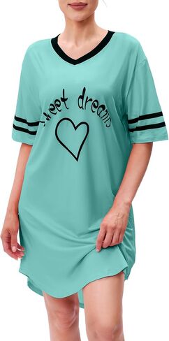 Marvmys نساء Lightgowns Lightgowns Comfy v Neck Nightshirt Dressy Lounge ملابس نوم in Kuwait