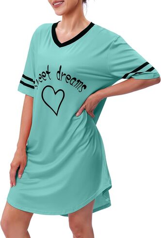 Marvmys نساء Lightgowns Lightgowns Comfy v Neck Nightshirt Dressy Lounge ملابس نوم in Kuwait