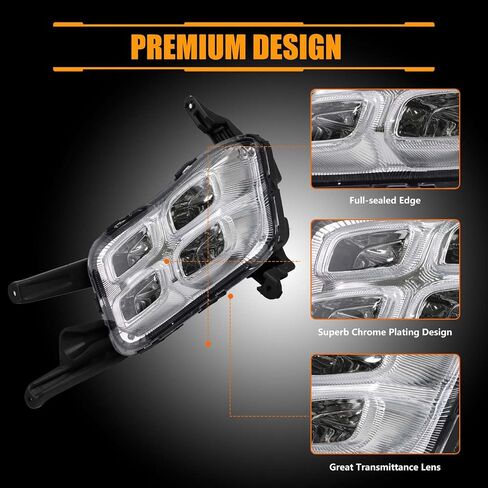 Front Bumper Fog Lights for 2014-2015 Kia Optima, Optima Clear Fog Lamp & Bezels Assembly, Chrome Housing #922012T550, 2 PCS in Kuwait