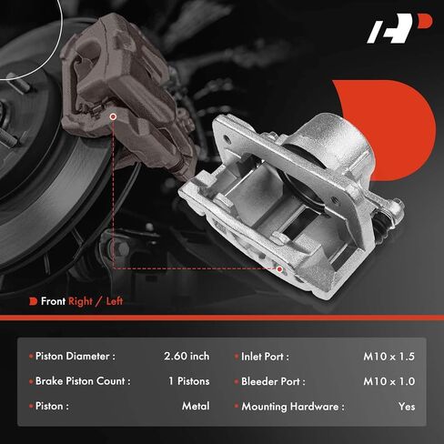 A-Premium Disc-Disciper Assembly مع قوس متوافق مع نماذج Select Ford و Lincoln و Mercury-Sable 2001 ، Taurus 2001-2007 ، Continental 2002 ، Sable 2001-2005-جانب السائق الأيسر الأمامي in Saudi Arabia
