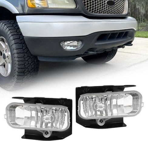 KUAFU Pair Fog Light Compatible with 1999-2004 Ford F-150 F-250 Expedition Heritage Replacement for FO2591105 Left & Right w/Halogen Bulbs Fog Lamp - Clear Lens in Saudi Arabia