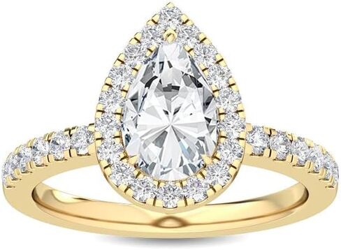 1-5 Carat (ctw) White Gold Pear,Round Cut LAB GROWN Diamond Halo Engagement Ring (Color E-F Clarity VS1-VS2) in Saudi Arabia