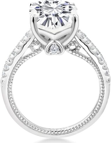 Gem Stone King 5.27 Cttw White Moissanite and White Created Sapphire Engagement Ring For Women | 925 Sterling Silver | Cushion 10MM | Available In Size 5, 6, 7, 8, 9 in Saudi Arabia
