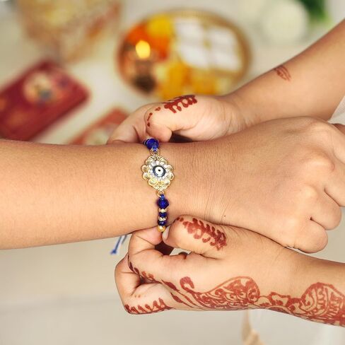 مجموعة تصميم العين الشريرة من 3 Rakhi للأخ Rakhi Thread ، Rakhi للأخت ، Raksha Bandha هدية لأخيك ، سوار Rakhi للأخوة المحبة ، الأب ، بهابهي ، بهايا (التصميم 1) in Saudi Arabia