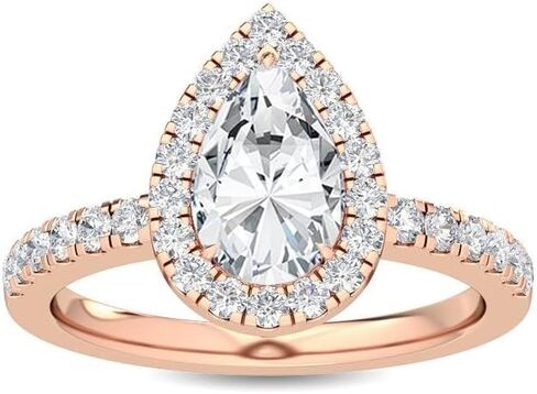 1-5 Carat (ctw) White Gold Pear,Round Cut LAB GROWN Diamond Halo Engagement Ring (Color E-F Clarity VS1-VS2) in Saudi Arabia