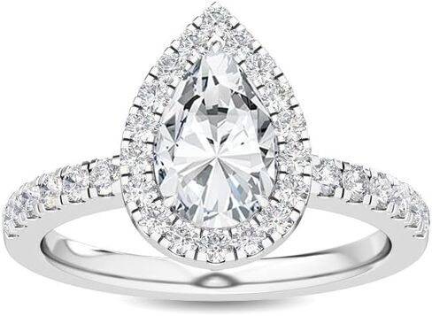 1-5 Carat (ctw) White Gold Pear,Round Cut LAB GROWN Diamond Halo Engagement Ring (Color E-F Clarity VS1-VS2) in Saudi Arabia