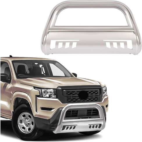 بار Kuafu Bull متوافق مع 2022 2023 2024 2025 Nissan Frontier Front Press Press Brush Grille Grille Push Bar Bar Steel Black in Saudi Arabia