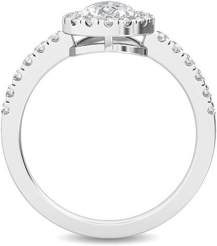 1-5 Carat (ctw) White Gold Pear,Round Cut LAB GROWN Diamond Halo Engagement Ring (Color E-F Clarity VS1-VS2) in Saudi Arabia